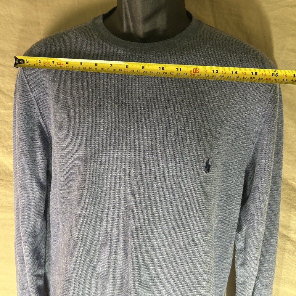 Polo Ralph Lauren Waffle Knit Thermal Shirt Men's Sz L Blue Cotton Pony Logo - Picture 9 of 12